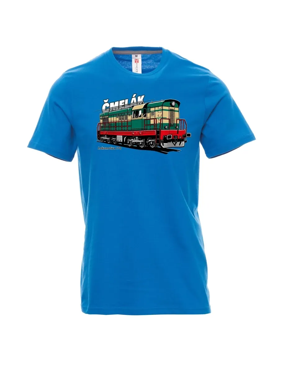 Hellblaues T-Shirt für Männer Lokomotive 770 „Čmelák“