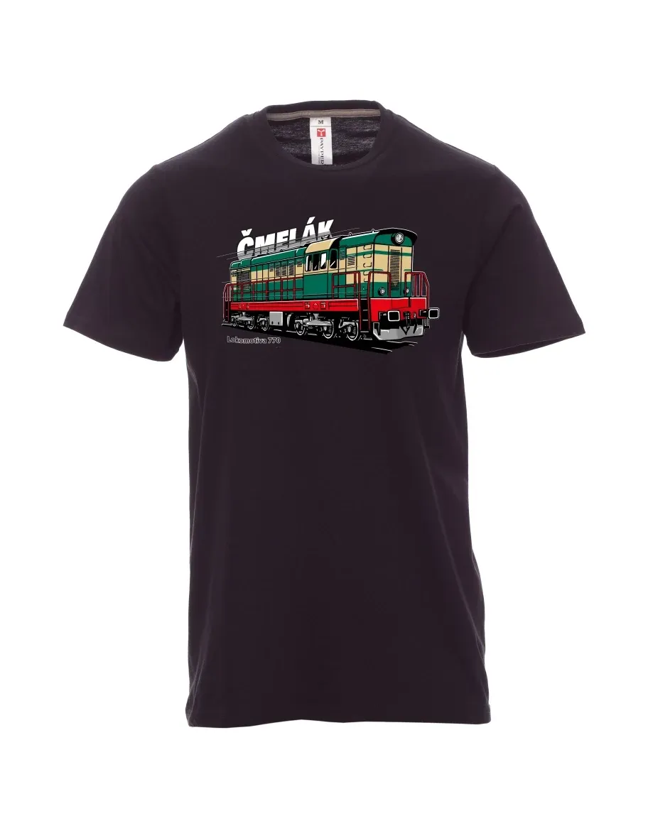 Schwarzes T-Shirt für Männer Lokomotive 770 „Čmelák“