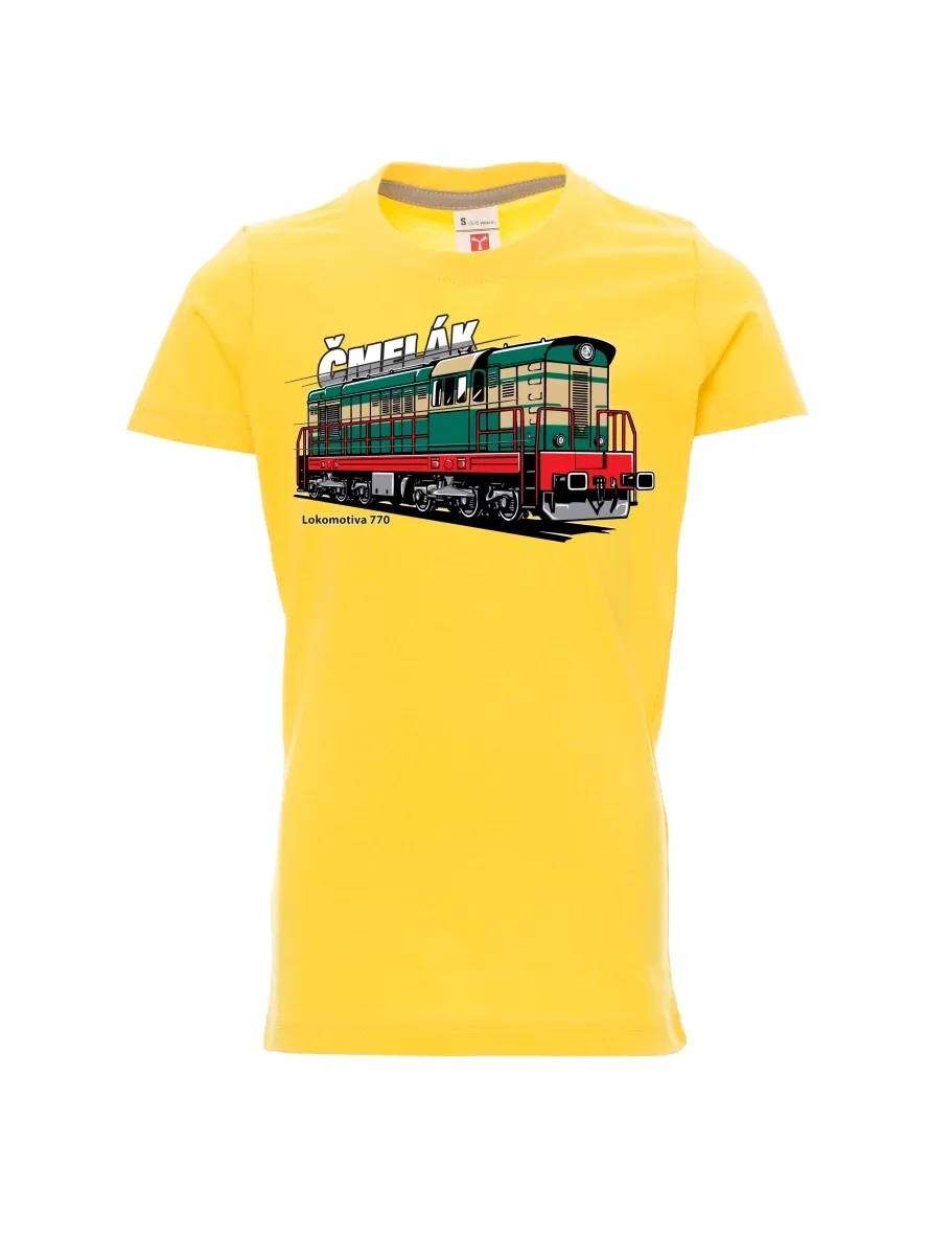 Gelbes Kinder T-Shirt Lokomotive 770 „Čmelák“