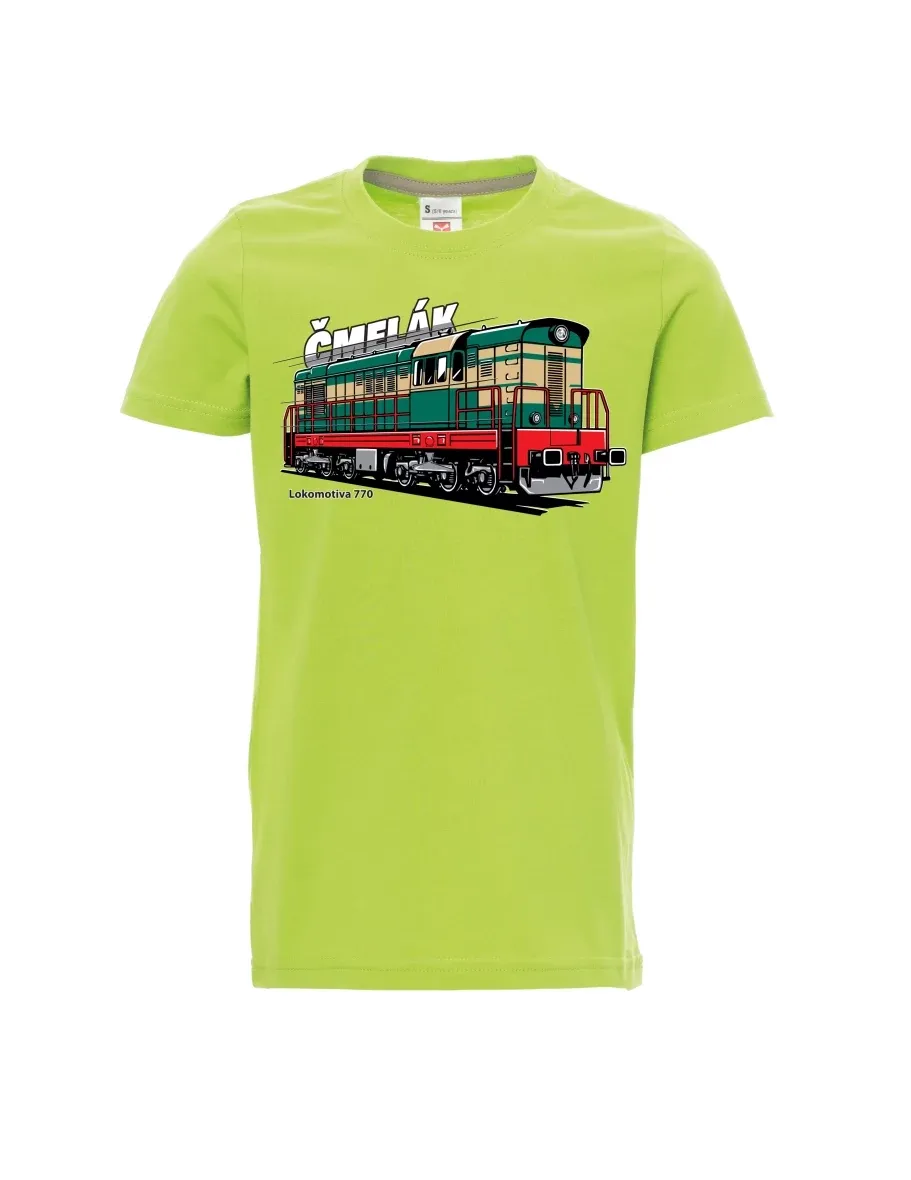 Hellgrünes Kinder T-Shirt Lokomotive 770 „Čmelák“