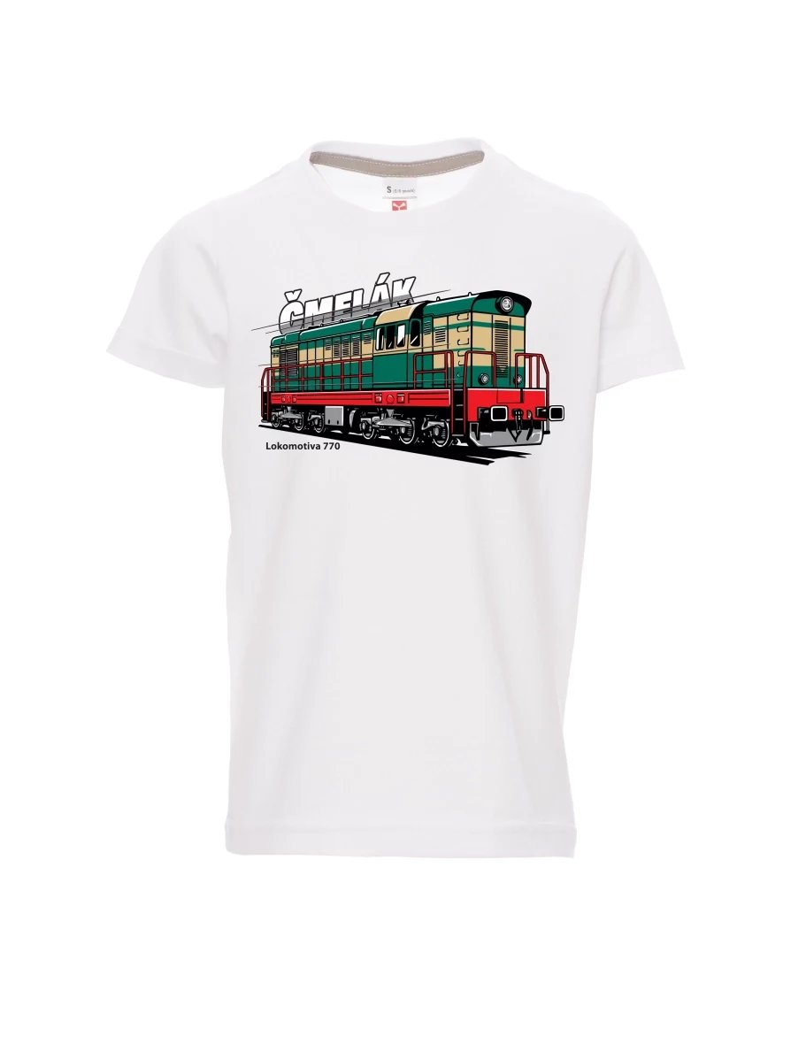 Weißes Kinder T-Shirt Lokomotive 770 „Čmelák“