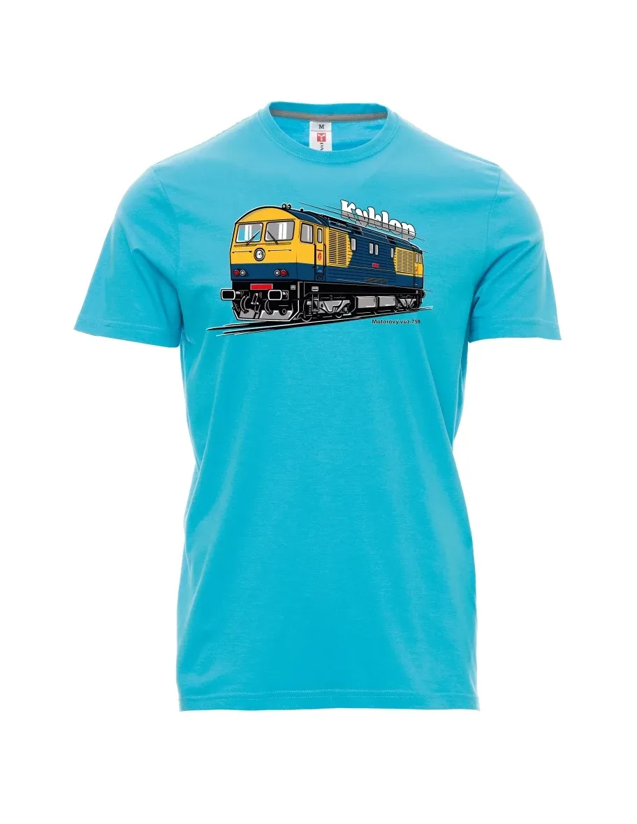 Atoll-blaues T-Shirt für Männer Triebwagen 759 „Kyklop“