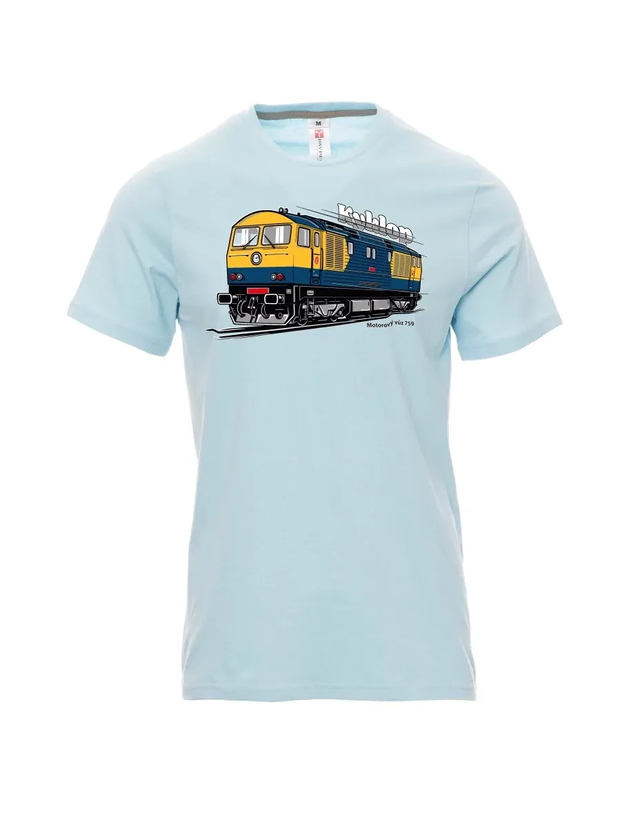Blassblaues T-Shirt für Männer Triebwagen 759 „Kyklop“