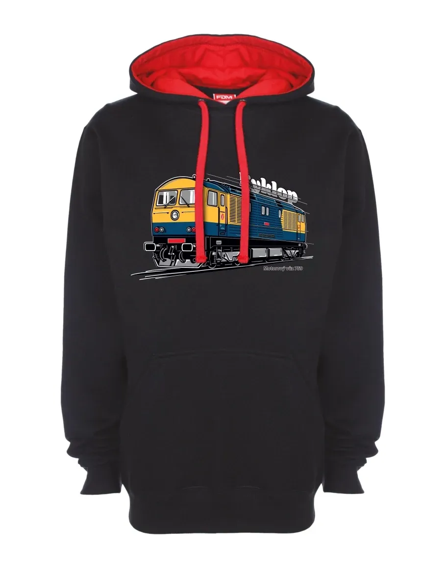 Rot-schwarzes Sweatshirt Triebwagen 759 „Kyklop“