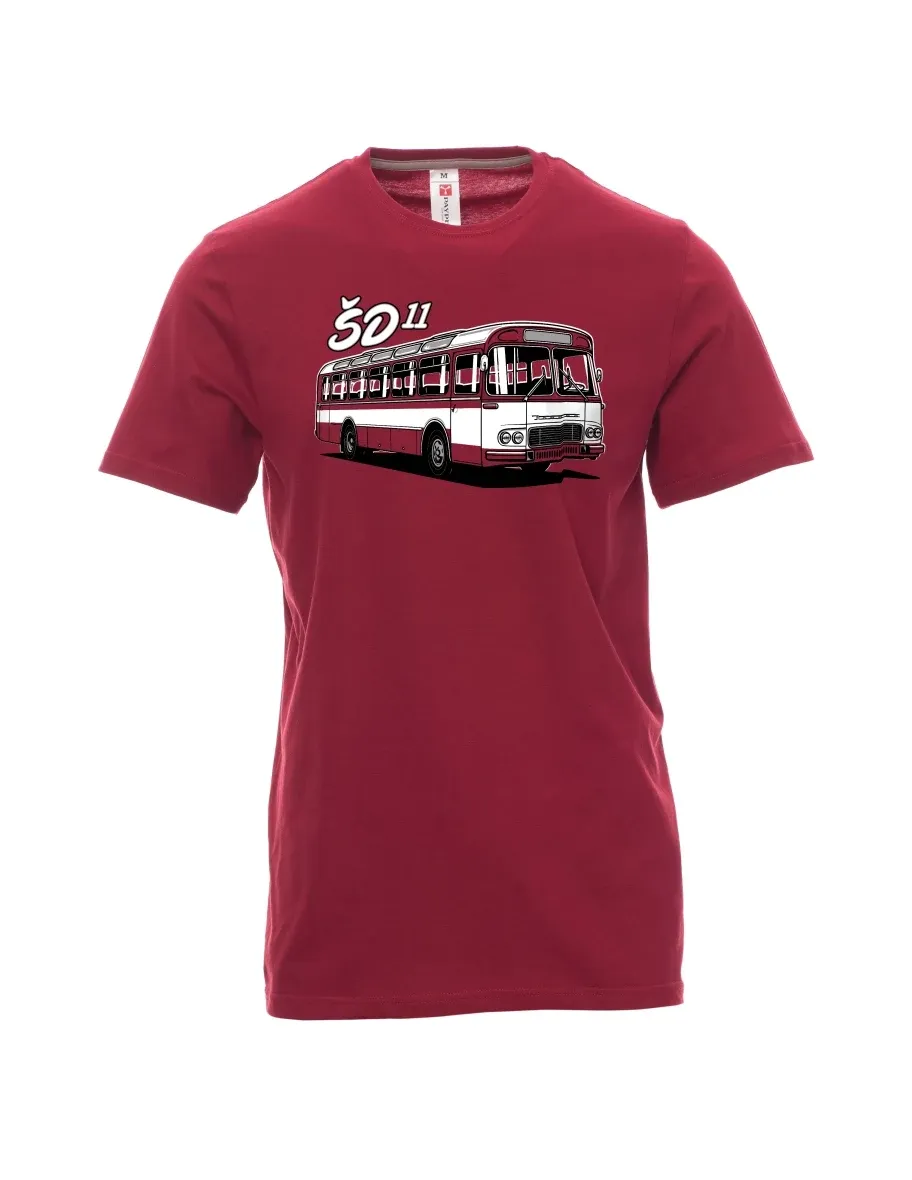 Dunkelrotes T-Shirt für Männer Autobus ŠD 11
