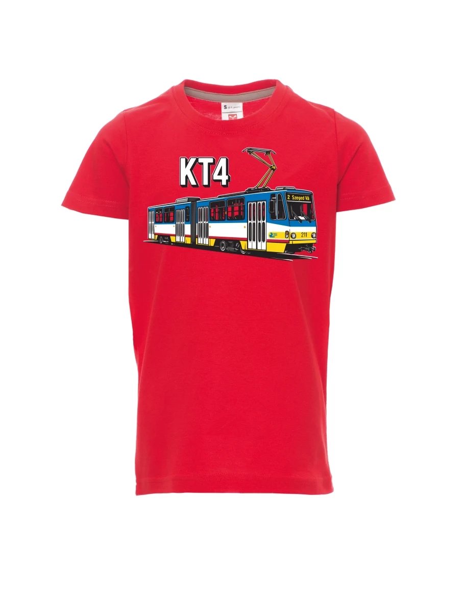 Rotes Kinder T-Shirt Straßenbahn KT4
