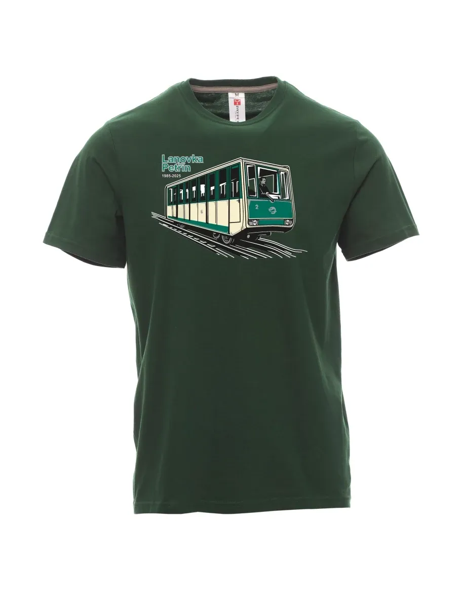 Dunkelgrün T-Shirt für Männer Seilbahn Petřín