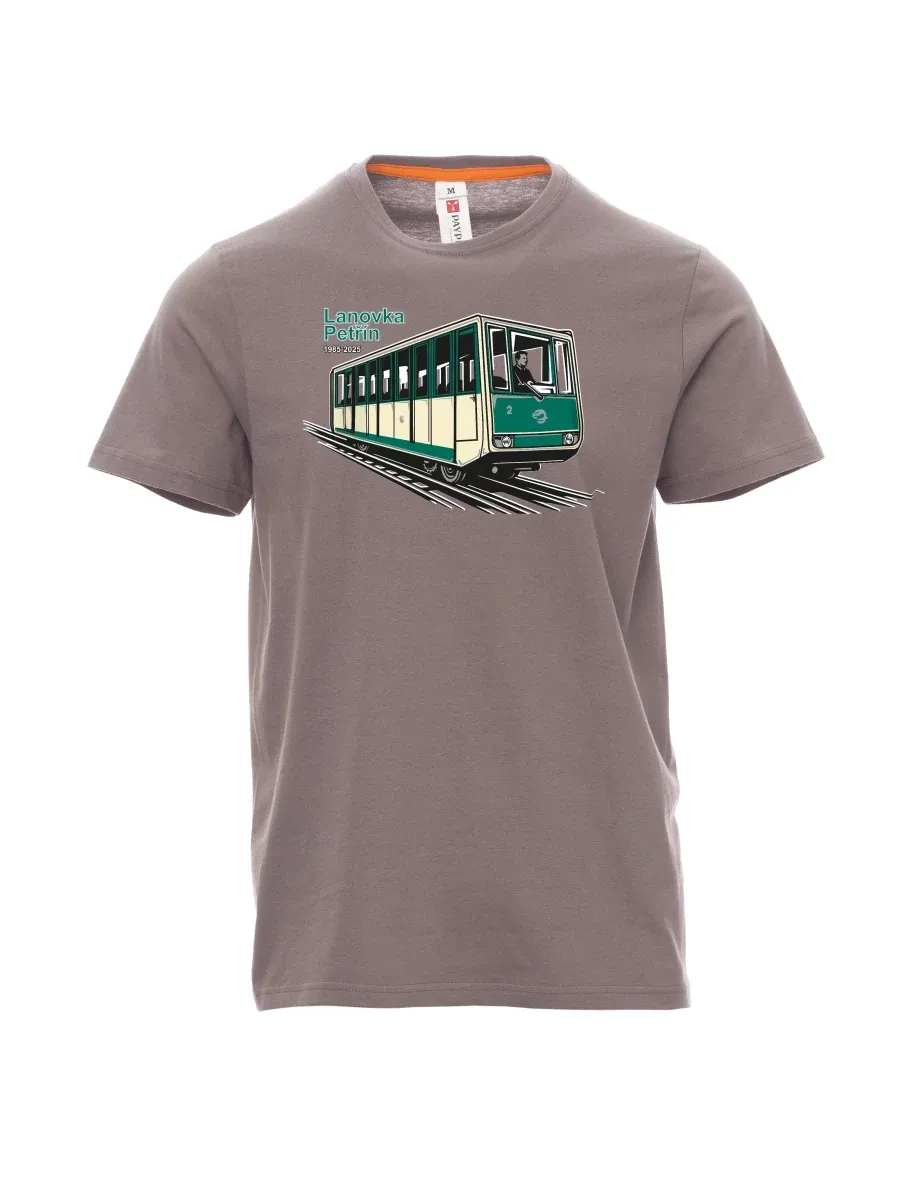 Stahlgrau T-Shirt für Männer Seilbahn Petřín