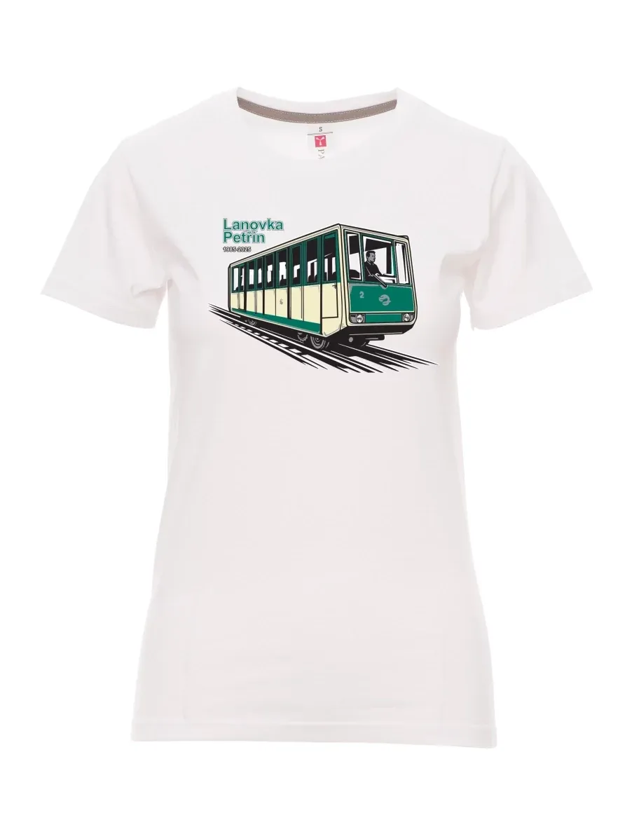 Weißes T-Shirt für Damen Seilbahn Petřín