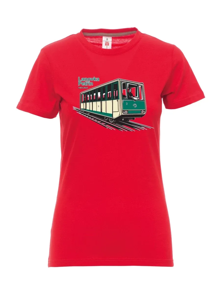 Rotes T-Shirt für Damen Seilbahn Petřín