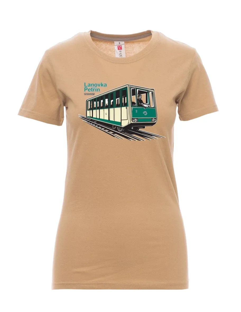 Braunes T-Shirt für Damen Seilbahn Petřín