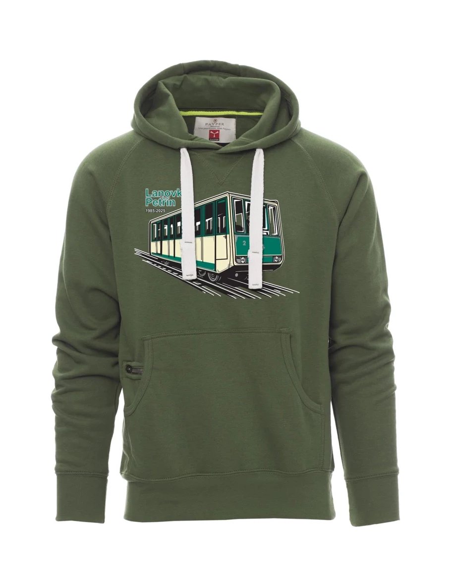 Dunkelgrünes Sweatshirt für Männer Seilbahn Petřín
