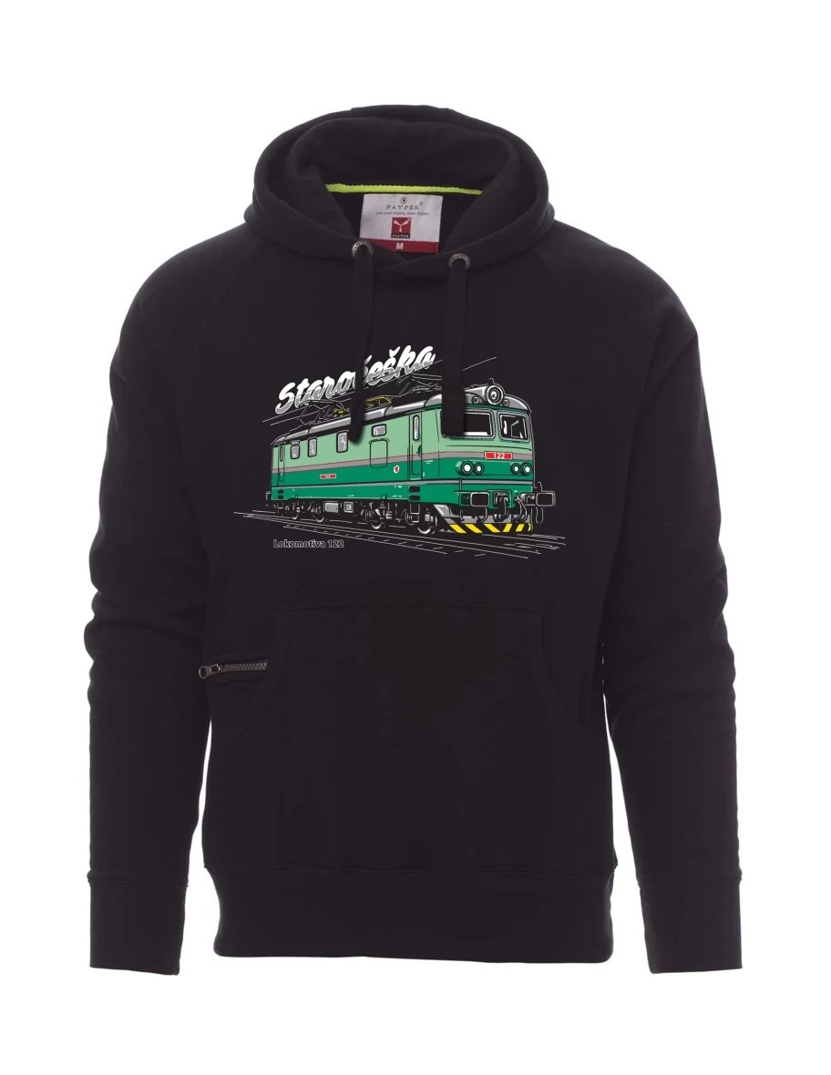 Schwarzes Sweatshirt für Männer Lokomotive 122 „Staročeška“