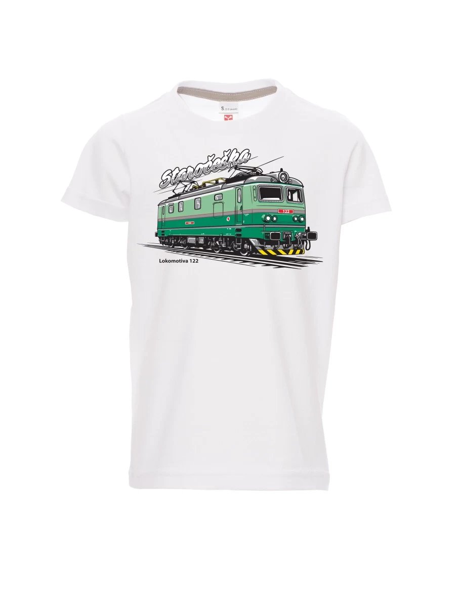 Weißes Kinder T-Shirt Lokomotive 122 „Staročeška“