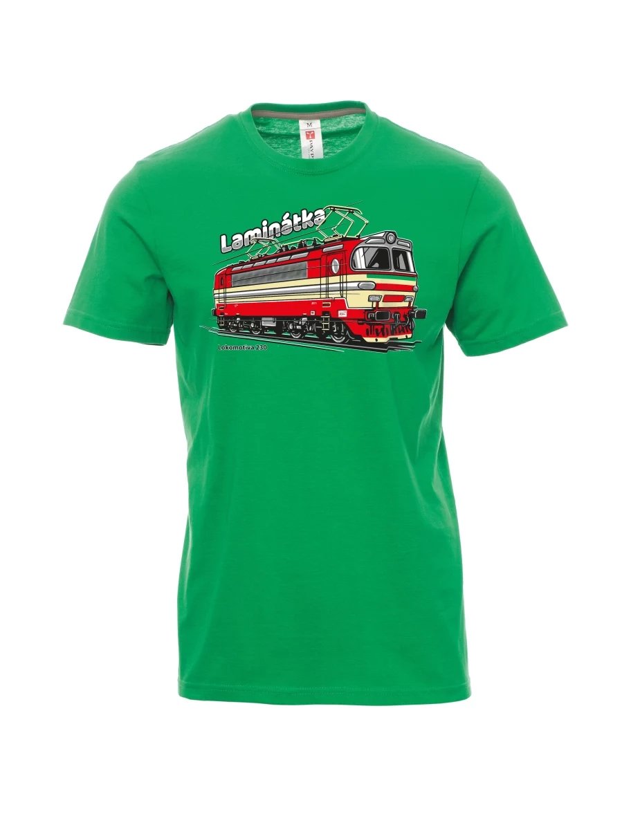 Grünes T-Shirt für Männer Lokomotive 230 „Laminátka“