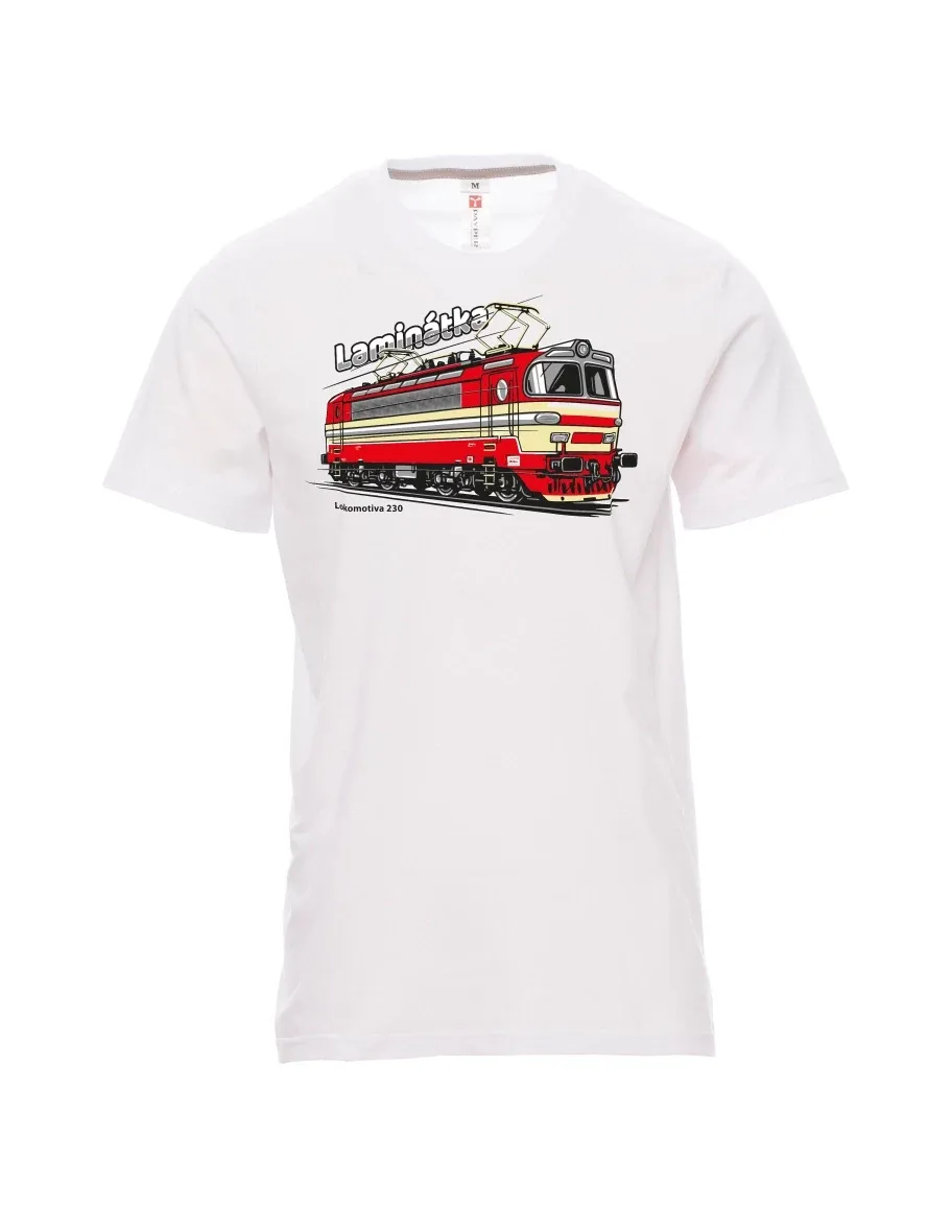 Weißes T-Shirt für Männer Lokomotive 230 „Laminátka“