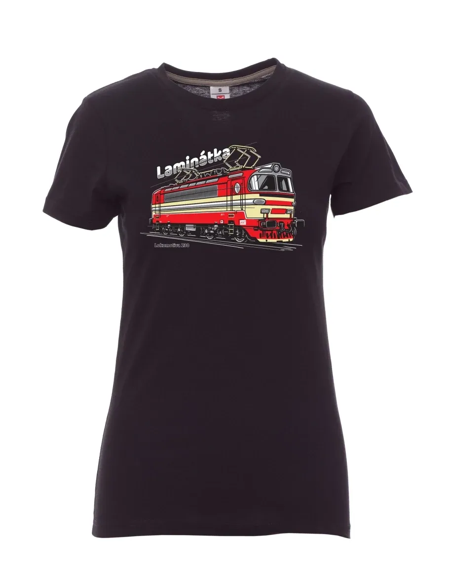 Schwarzes T-Shirt für Damen Lokomotive 230 „Laminátka“