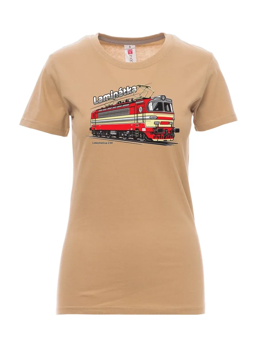 Braunes T-Shirt für Damen Lokomotive 230 „Laminátka“