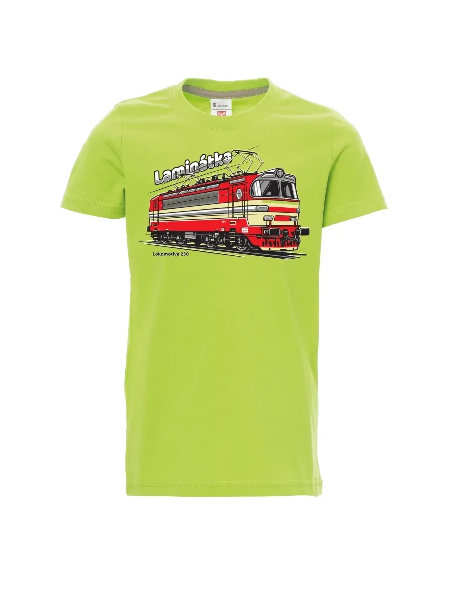 Hellgrünes Kinder T-Shirt Lokomotive 230 „Laminátka“