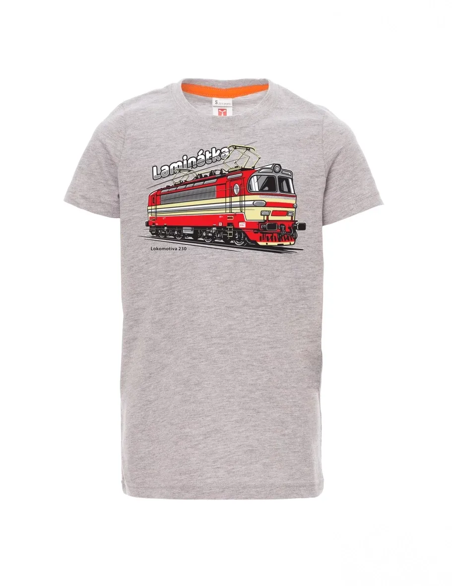Grau melange Kinder T-Shirt Lokomotive 230 „Laminátka“