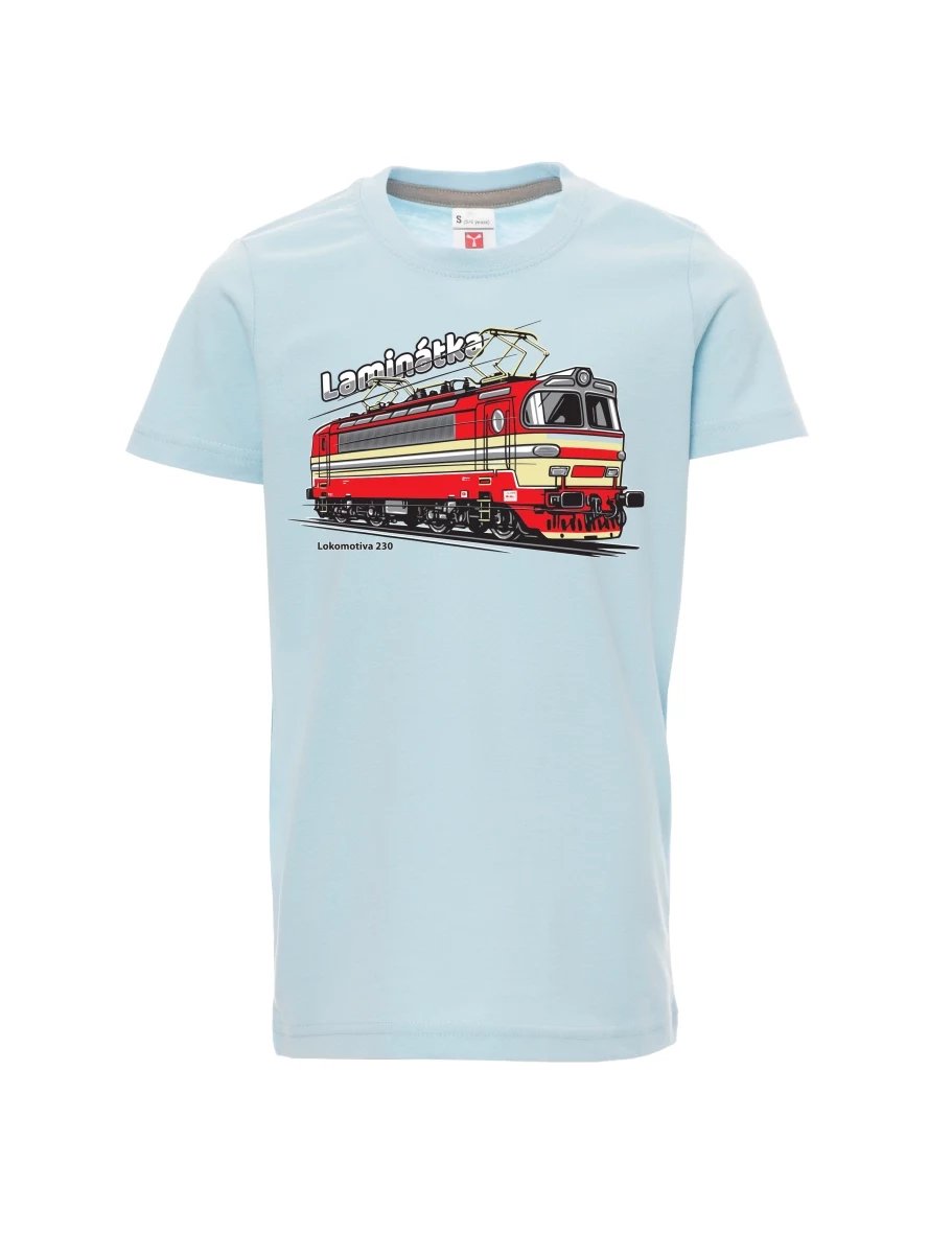 Blassblaues Kinder T-Shirt Lokomotive 230 „Laminátka“