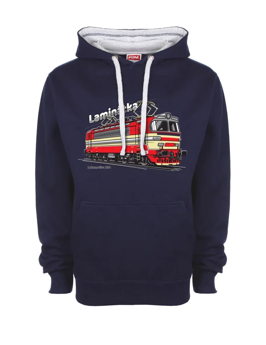 Grau-marines Sweatshirt Lokomotive 230 „Laminátka“