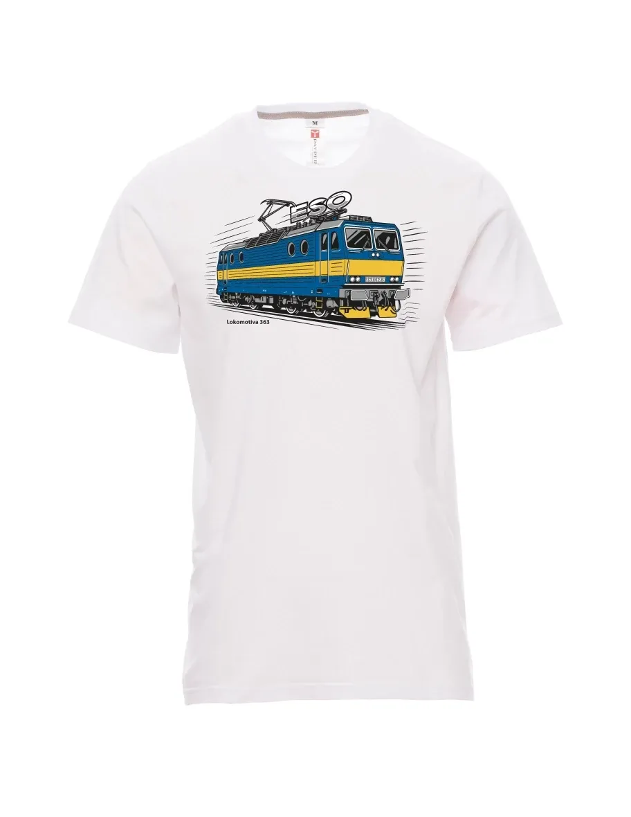 Weißes T-Shirt für Männer Lokomotive 363 „ESO“