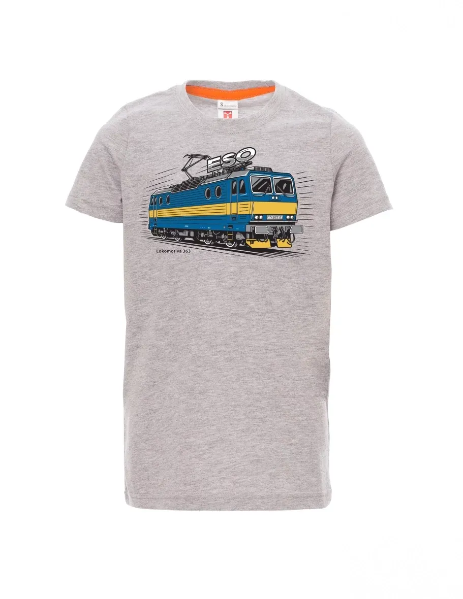 Grau melange Kinder T-Shirt Lokomotive 363 „ESO“