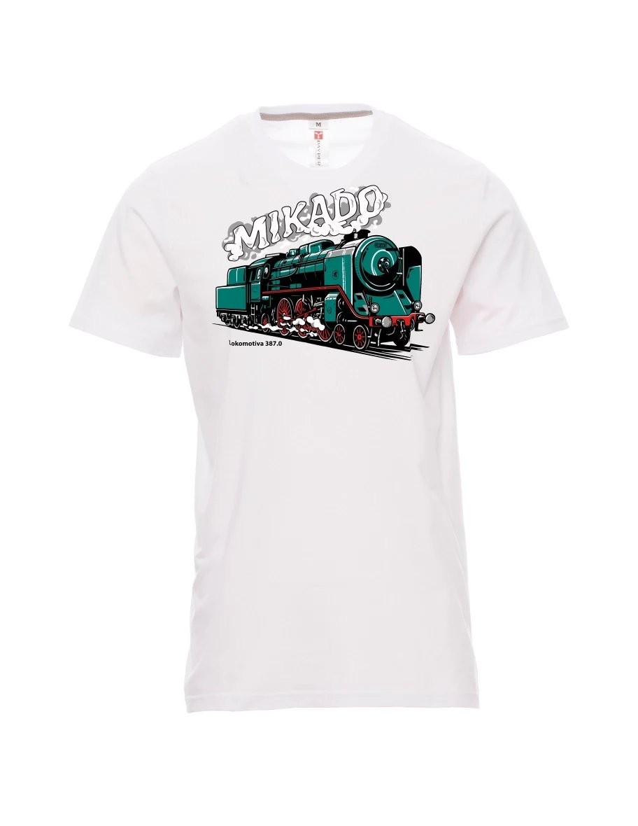 Weißes T-Shirt für Männer Lokomotive 387.0 „MIKADO“