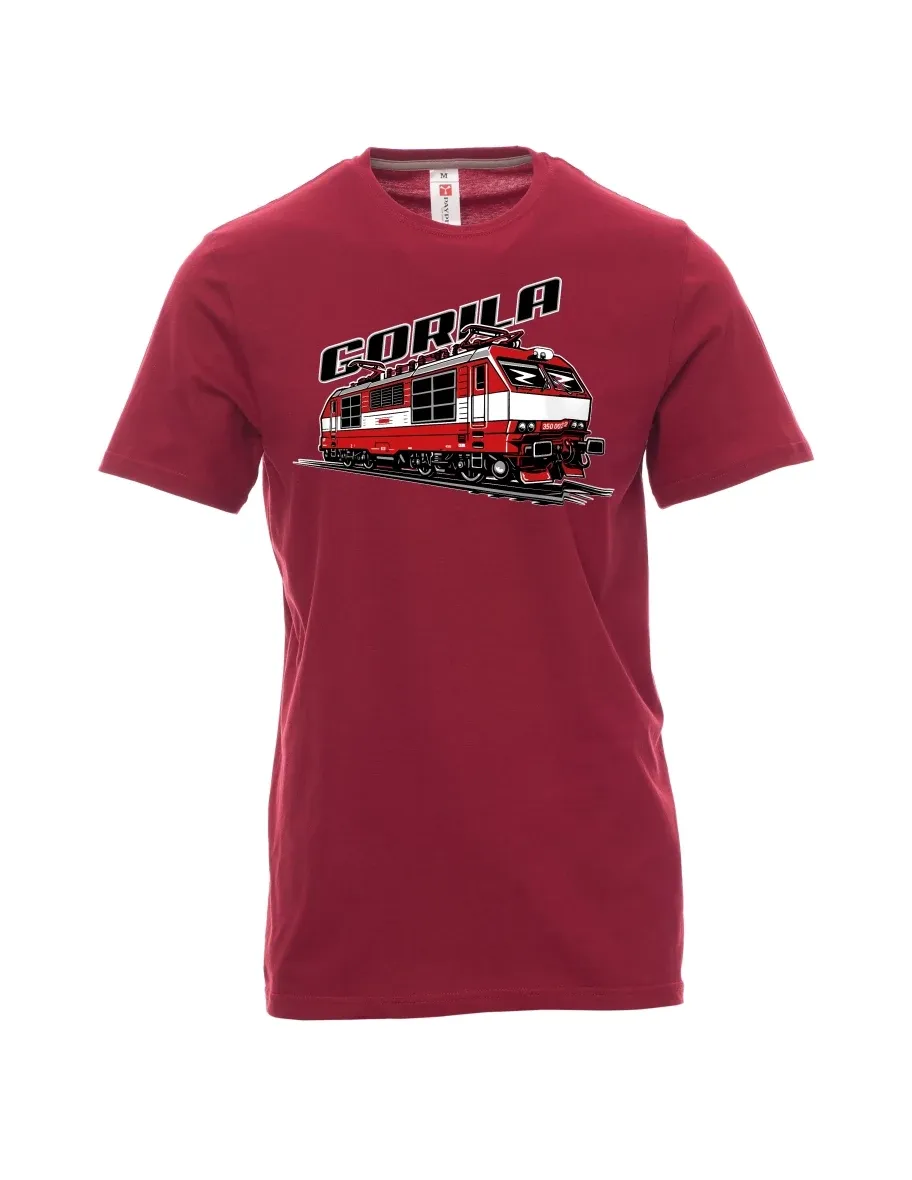 Dunkelrotes T-Shirt für Männer Lokomotive 350 „Gorila“