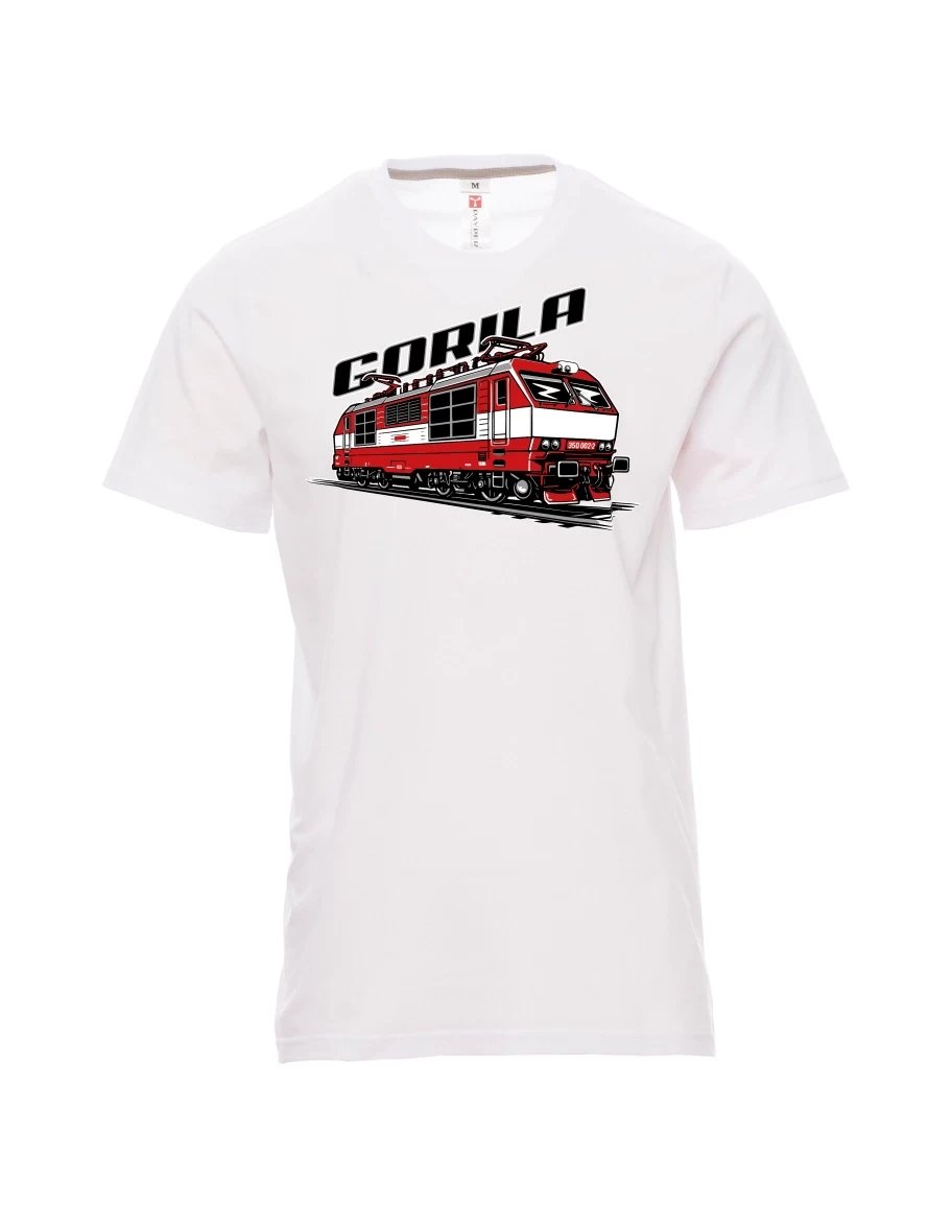 Weißes T-Shirt für Männer Lokomotive 350 „Gorila“