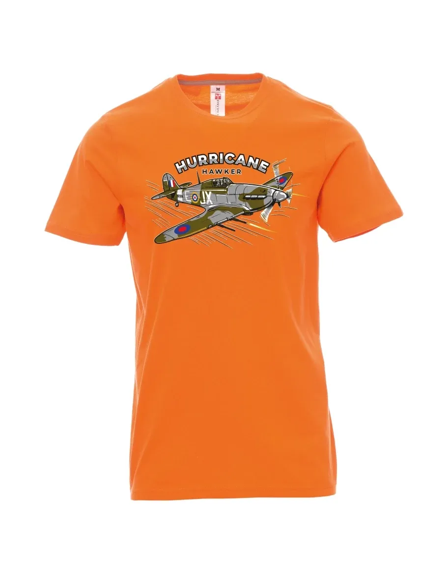 Orange T-Shirt für Männer Flugzeug Hurricane Hawker
