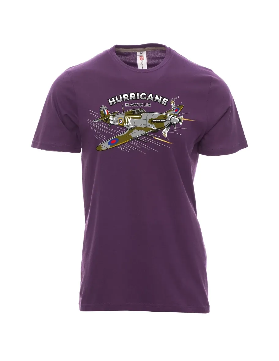 Violett T-Shirt für Männer Flugzeug Hurricane Hawker