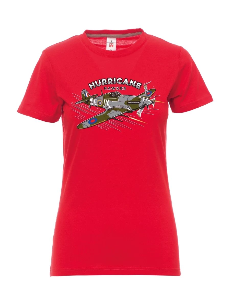 Rotes T-Shirt für Damen Flugzeug Hurricane Hawker