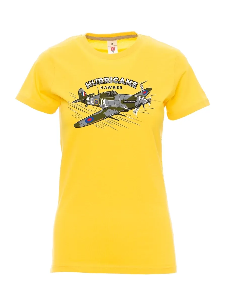 Gelbes T-Shirt für Damen Flugzeug Hurricane Hawker