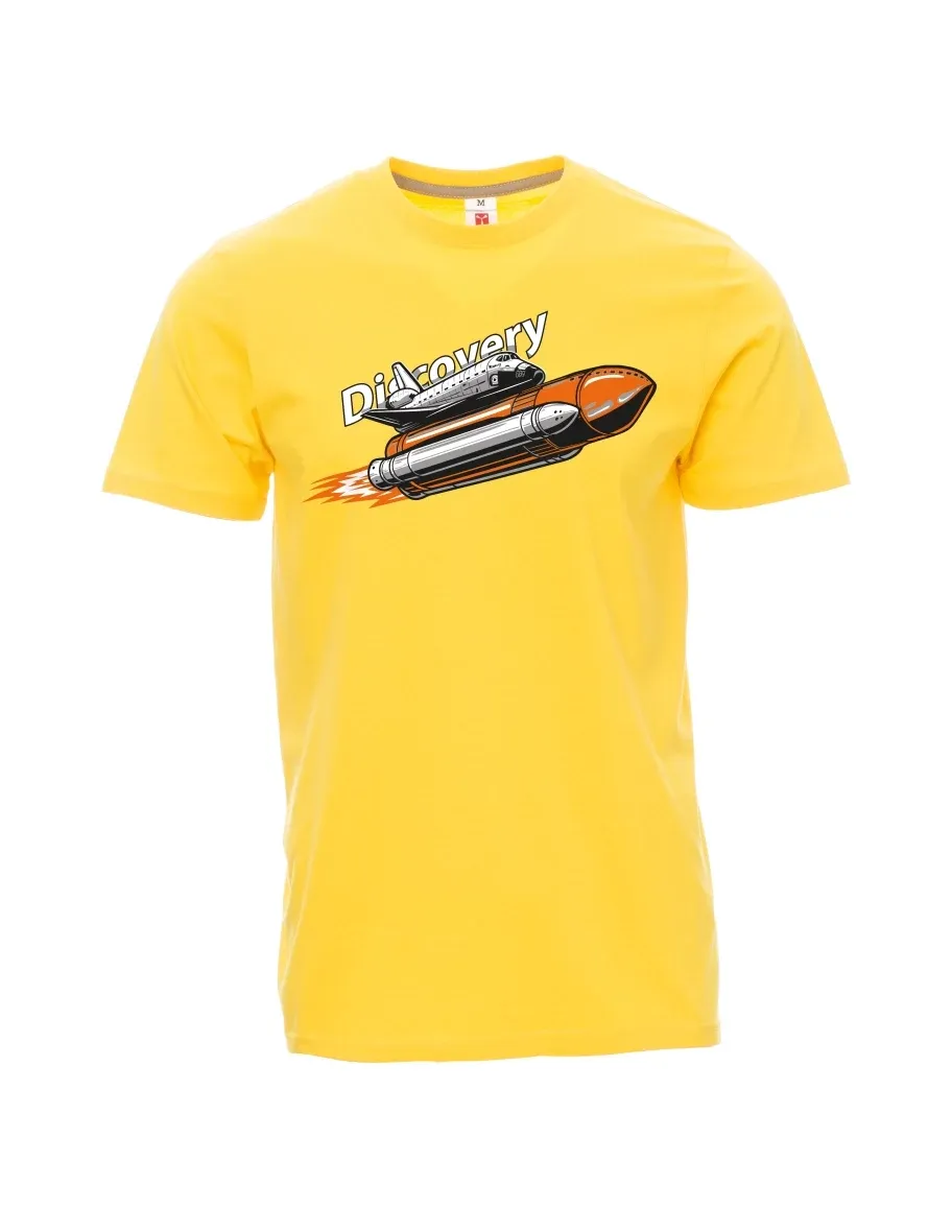 Gelbes T-Shirt für Männer Raumfähre Discovery
