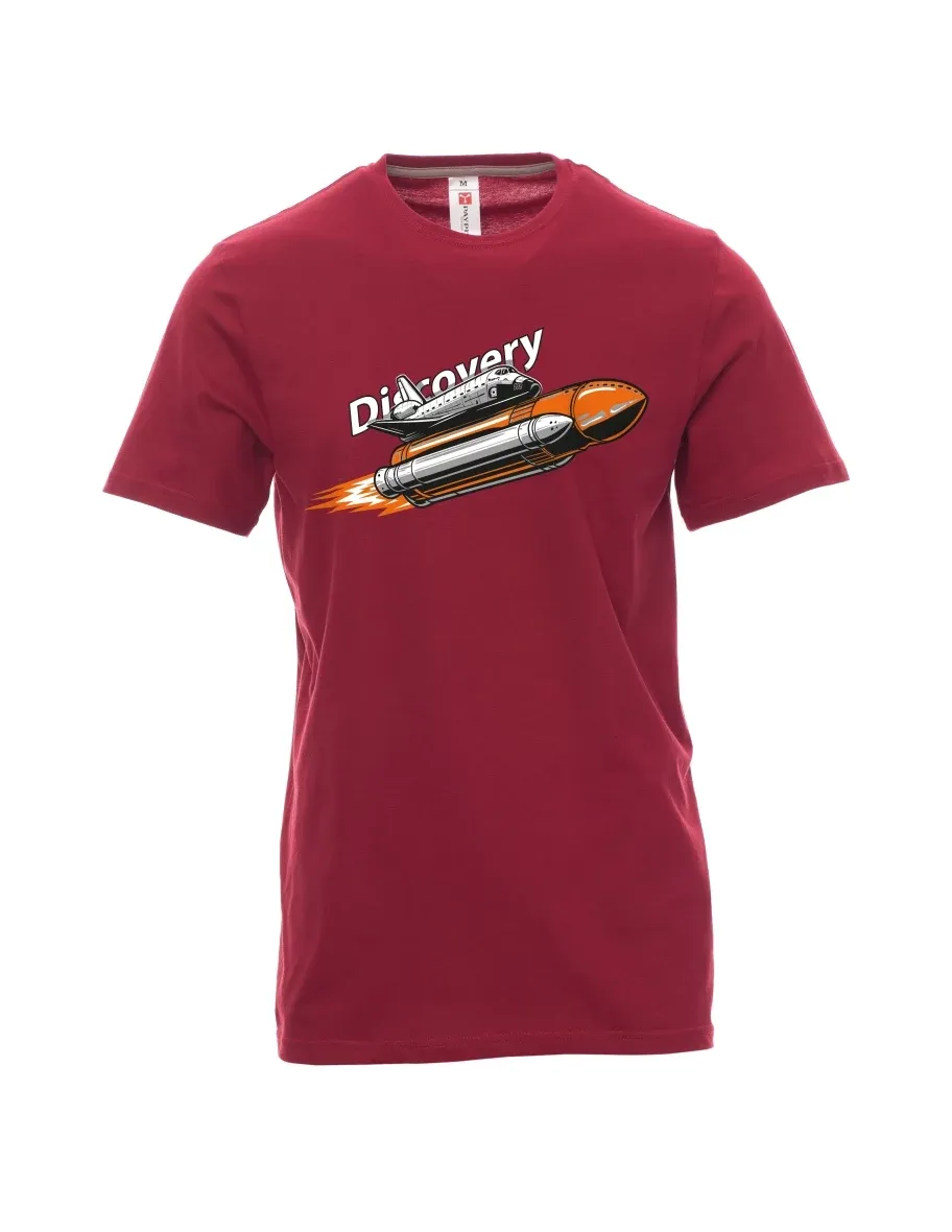 Dunkelrotes T-Shirt für Männer Raumfähre Discovery