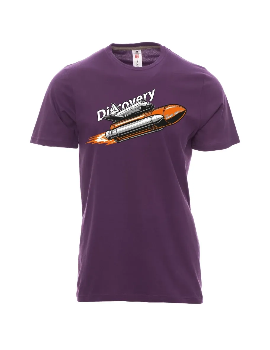 Violett T-Shirt für Männer Raumfähre Discovery