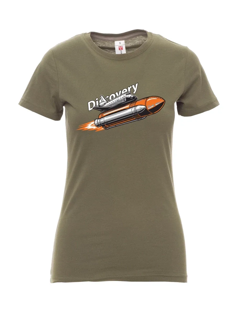 Khaki T-Shirt für Damen Raumfähre Discovery