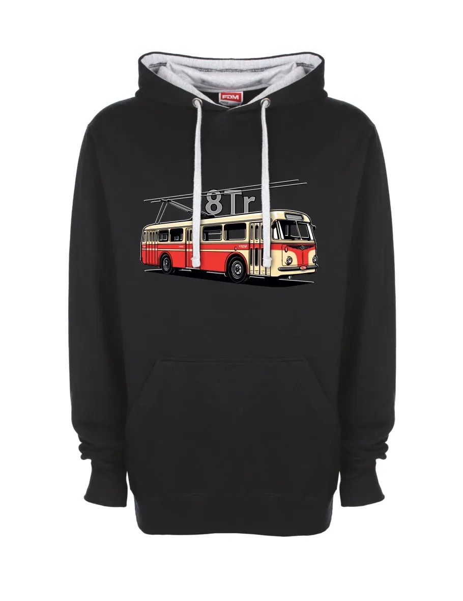 Grau-schwarzes Sweatshirt Oberleitungsbus 8Tr