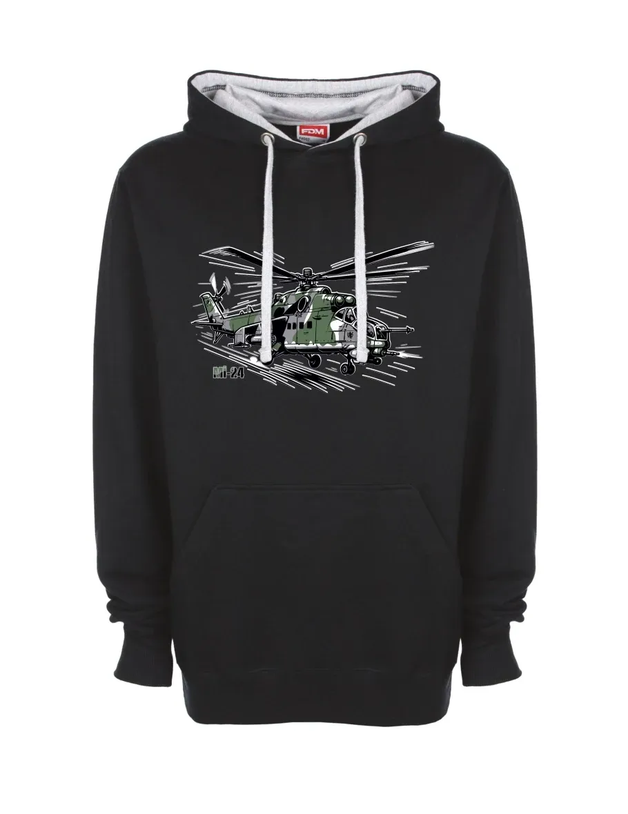 Grau-schwarzes Sweatshirt Hubschrauber Mi-24