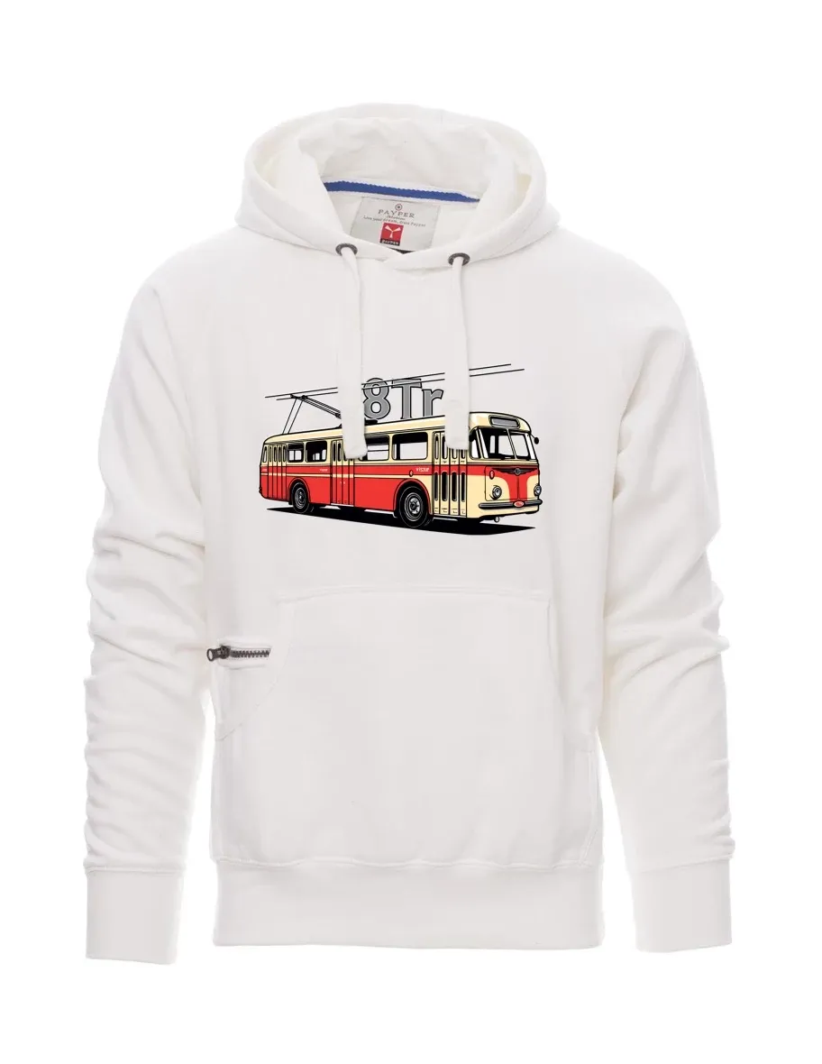 Weißes Sweatshirt für Männer Oberleitungsbus 8Tr