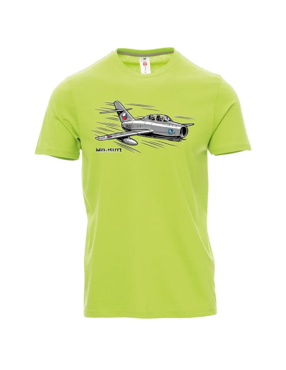 Hellgrünes T-Shirt für Männer Flugzeug MiG-15UTI