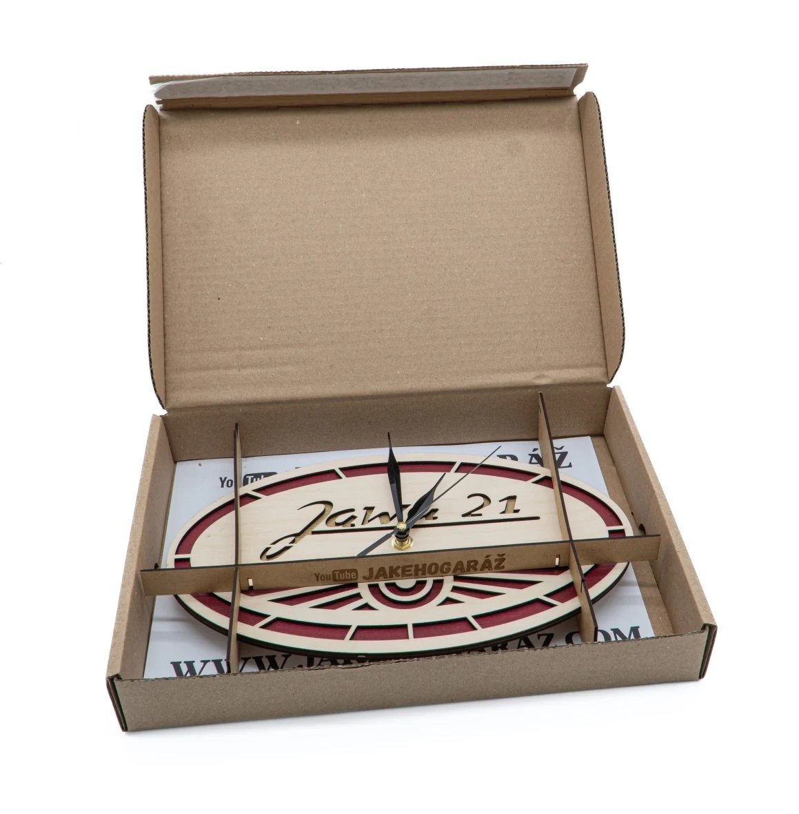 Hölzerne Uhr Logo Jawa 21