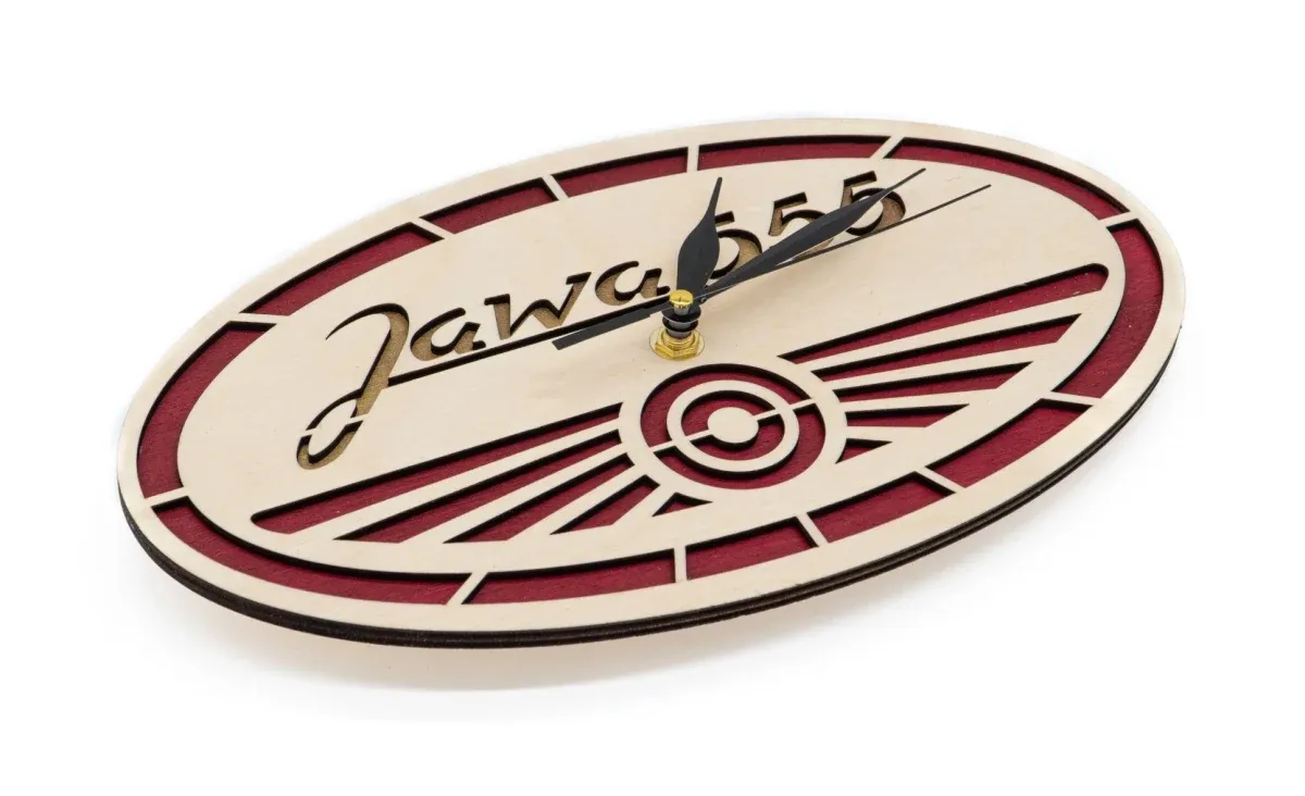 Hölzerne Uhr Logo Jawa 555