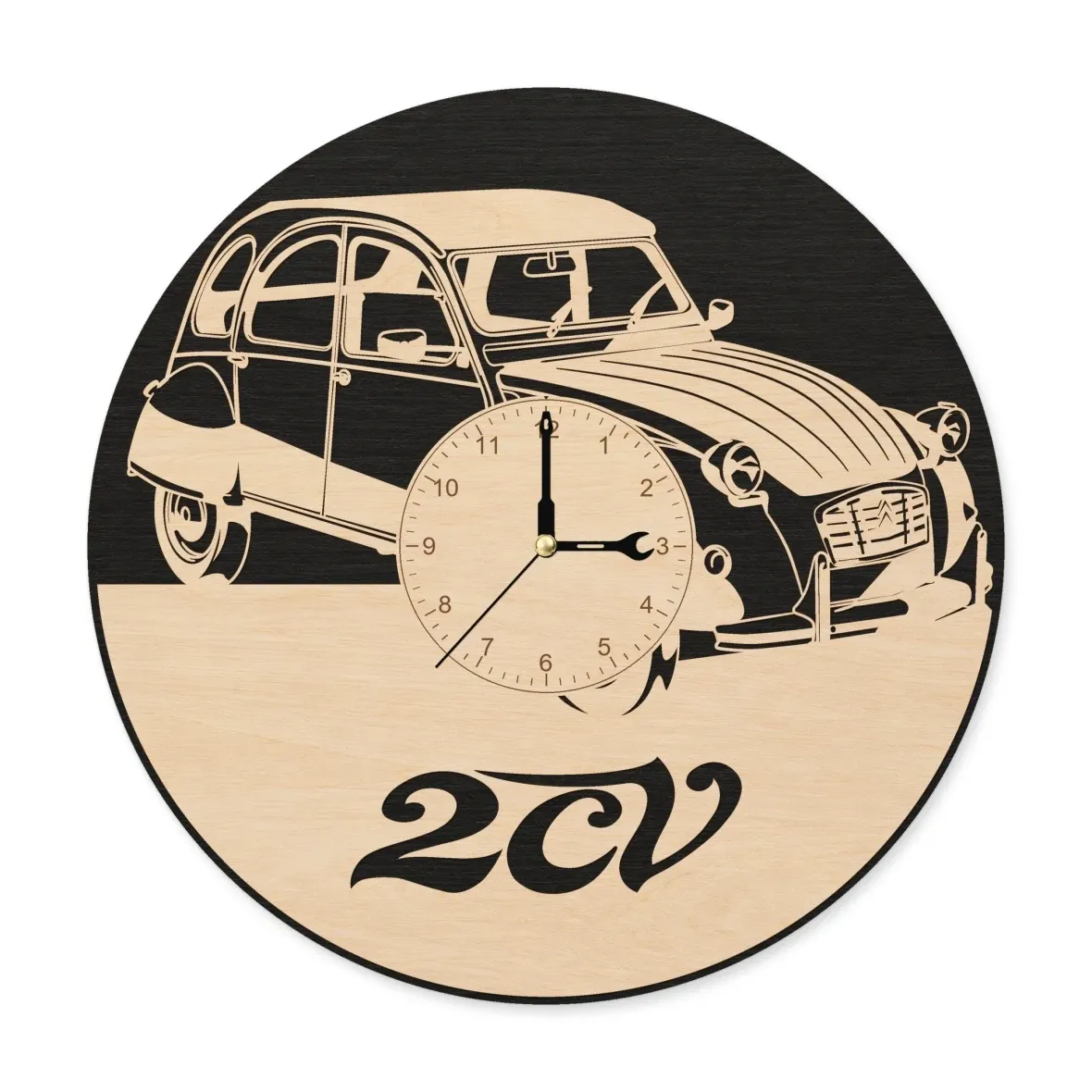 Holzwanduhr – Ente 2CV
