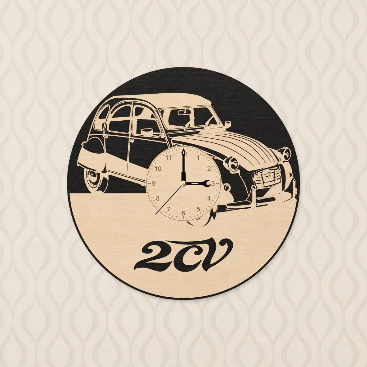 Holzwanduhr – Ente 2CV