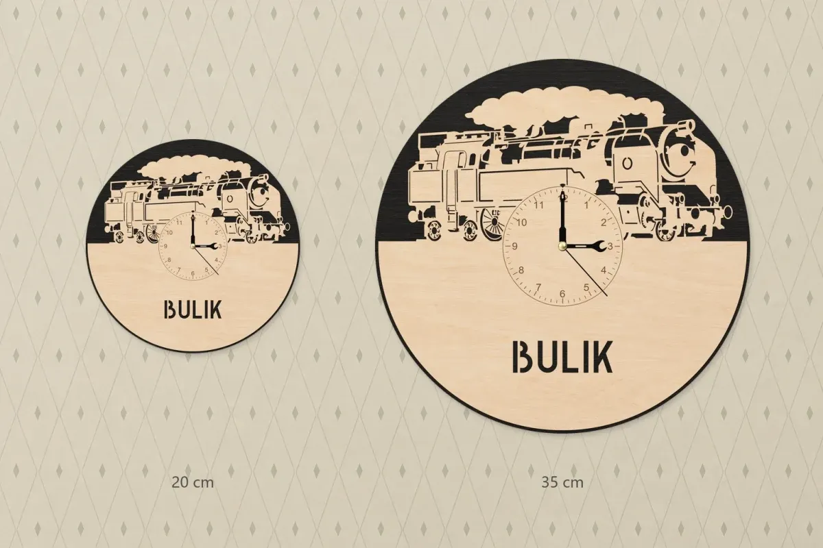 Holzwanduhr – Lokomotive 464 „Bulik“
