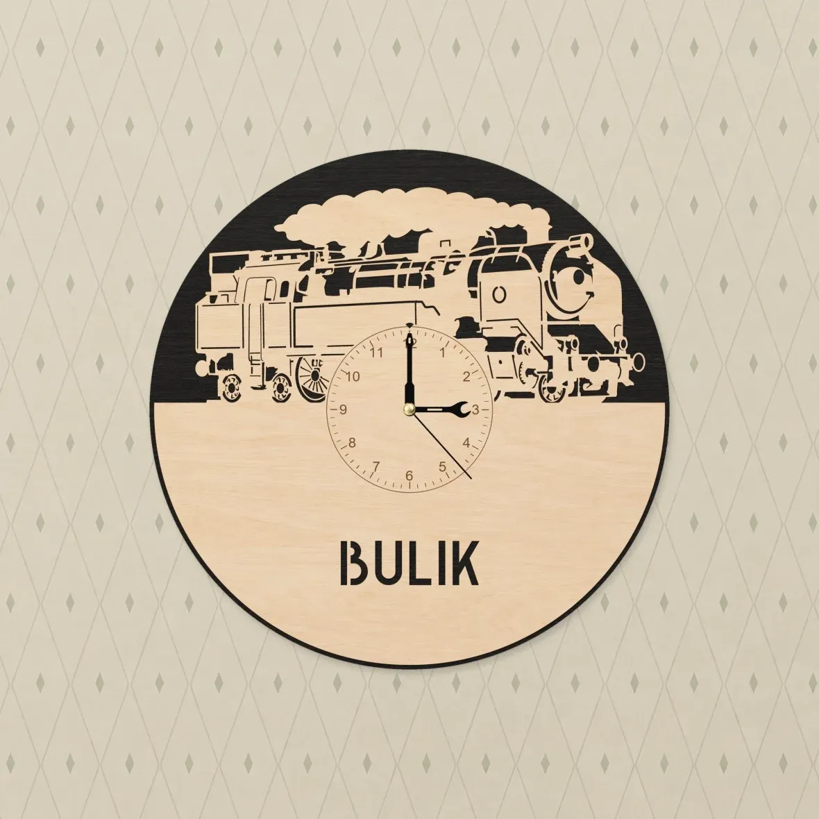 Holzwanduhr – Lokomotive 464 „Bulik“