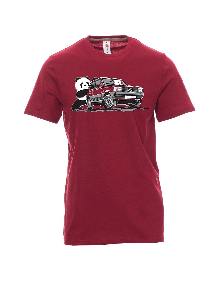 Dunkelrotes T-Shirt für Männer Der italienische Veteran F Panda
